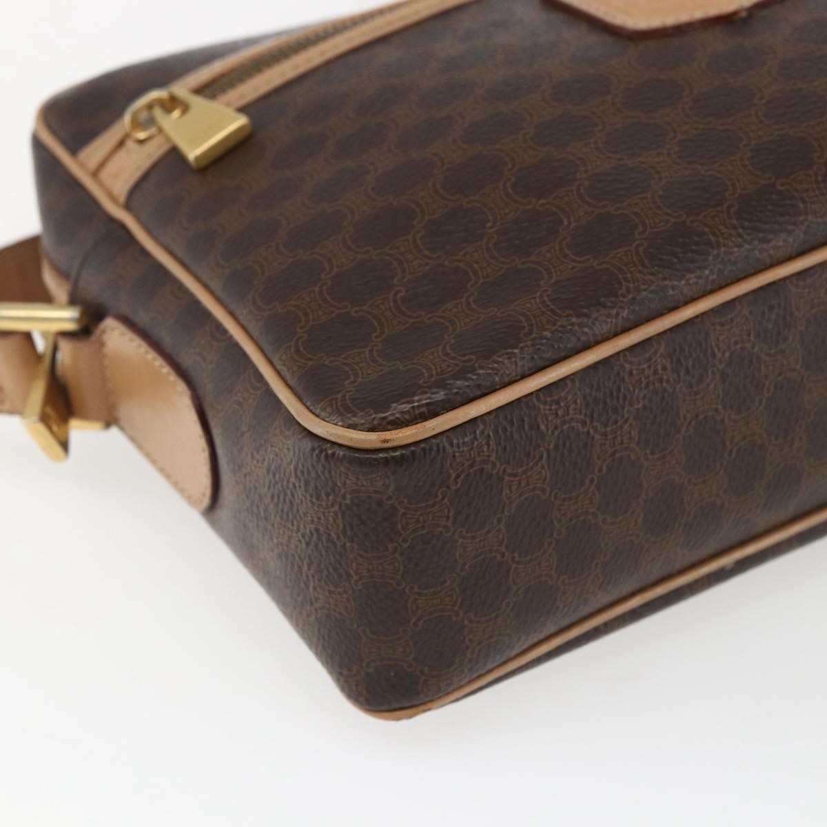 Celine Vintage Macadam Shoulder Bag Canvas and Leather, BROWN, CANVAS, Shoulder bag