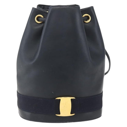 Salvatore Ferragamo Vala Backpack Leather, NAVY, LEATHER, Backpack