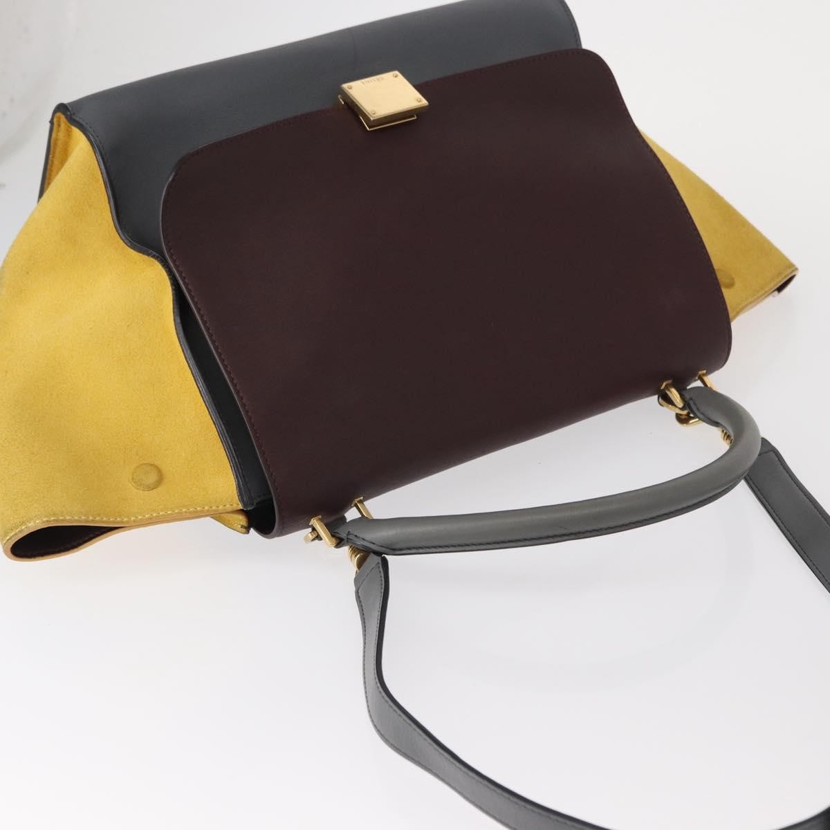 Celine Tricolor Trapeze Bag Leather, GRAY, LEATHER, Handbag