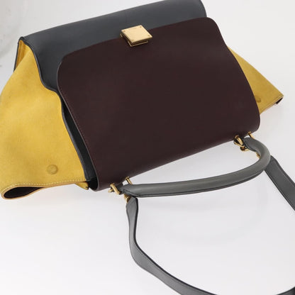 Celine Tricolor Trapeze Bag Leather, GRAY, LEATHER, Handbag