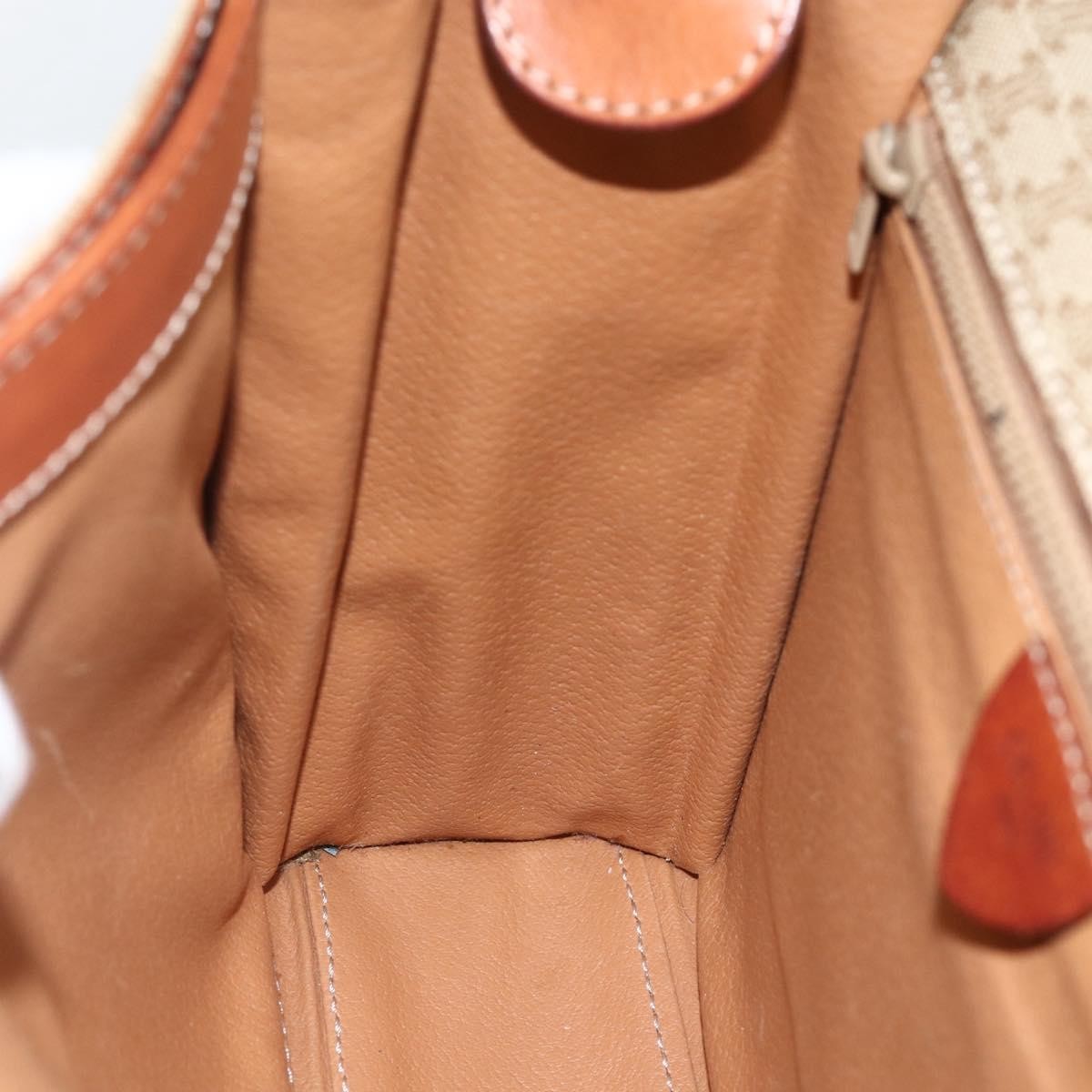Celine Vintage Macadam Circle Logo Shoulder Bag Canvas and Leather, Beige, Canvas, Shoulder Bag
