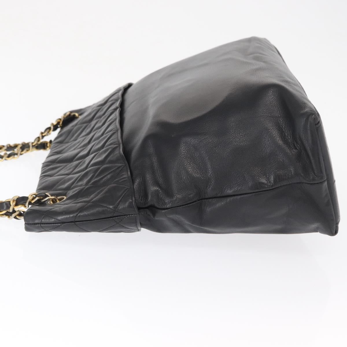 Chanel Chain Tote Leather, Black, Leather, Handbag