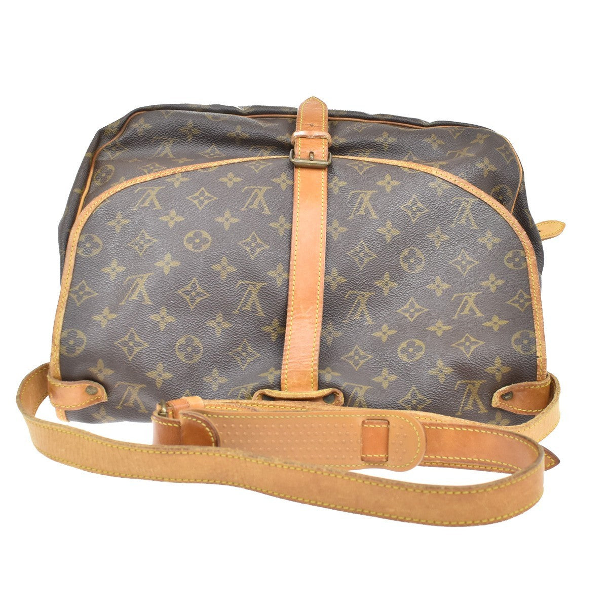 Louis Vuitton Saumur Handbag Monogram Canvas, BROWN, LEATHER, Shoulder bag