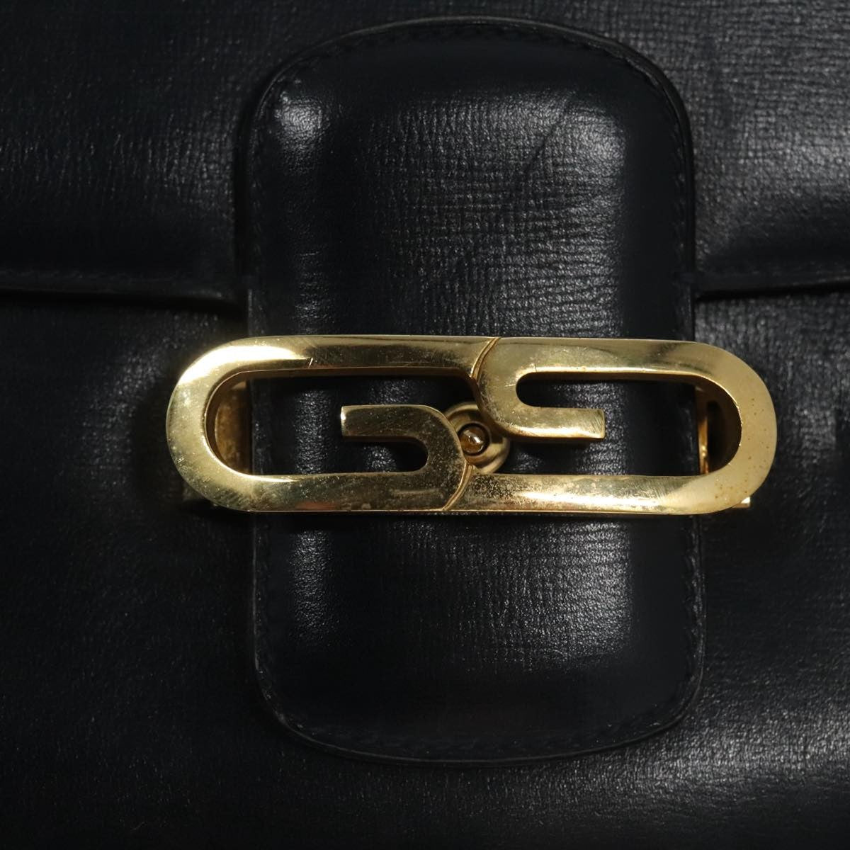Gucci Vintage Shoulder Bag Leather, NAVY, LEATHER, Shoulder bag