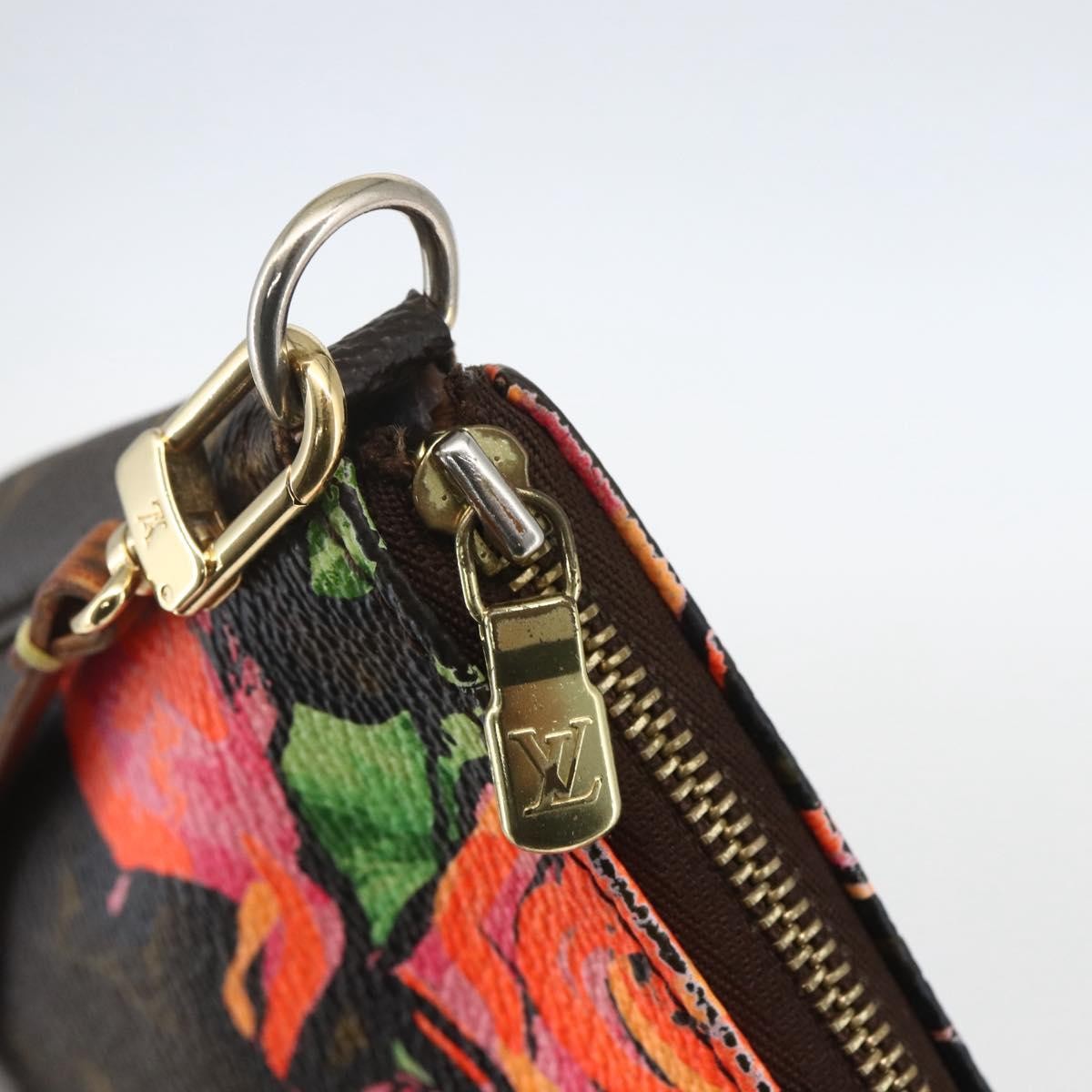 Louis Vuitton Pochette Accessoires Limited Edition Monogram Roses, BROWN, CANVAS, Clutche & pouche