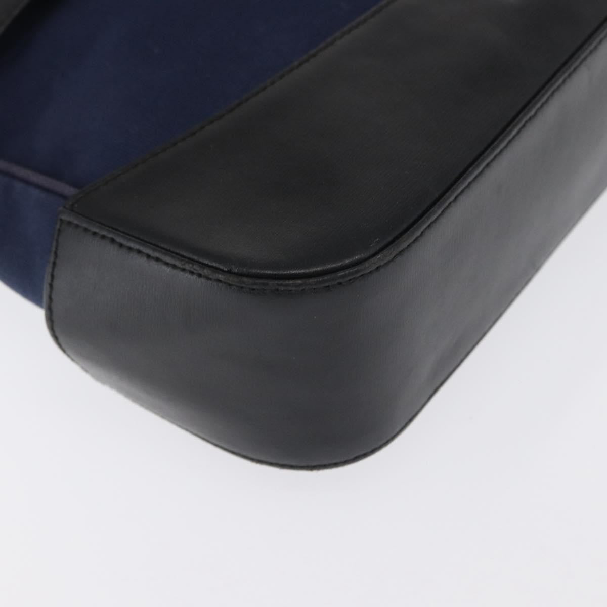 Salvatore Ferragamo Cut Out Shoulder Bag Canvas and Leather, NAVY, CANVAS, Shoulder bag