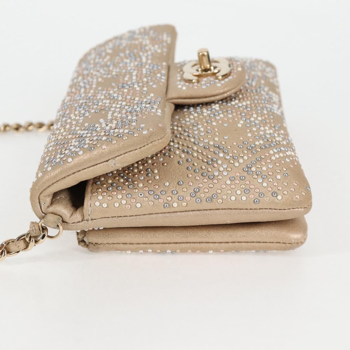 Chanel Mineral Nights Shoulder Bag Strass Embellished Leather, GOLD, LEATHER, Shoulder bag