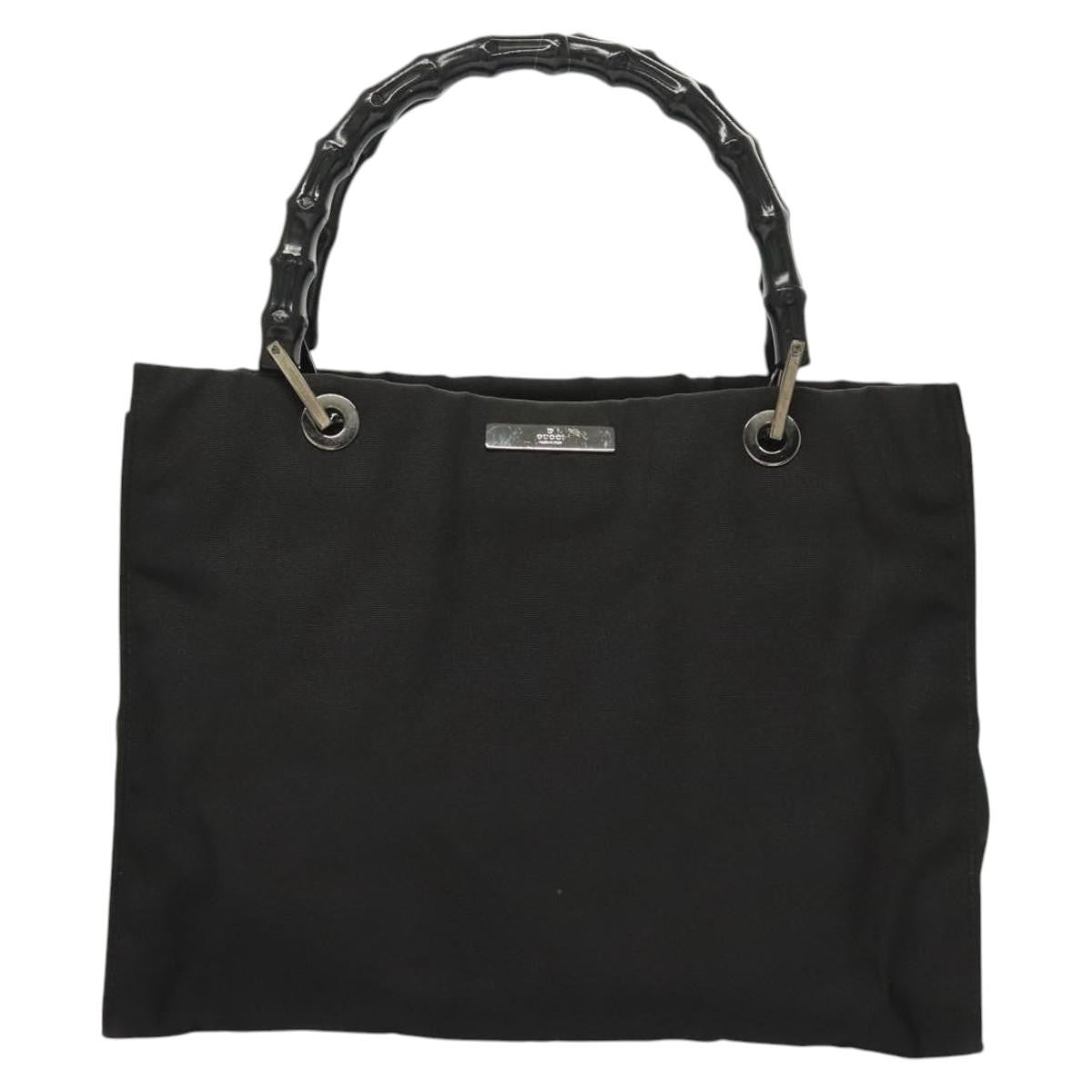 Gucci Vintage Bamboo Handle Tote Nylon, BLACK, NYLON, Tote bag