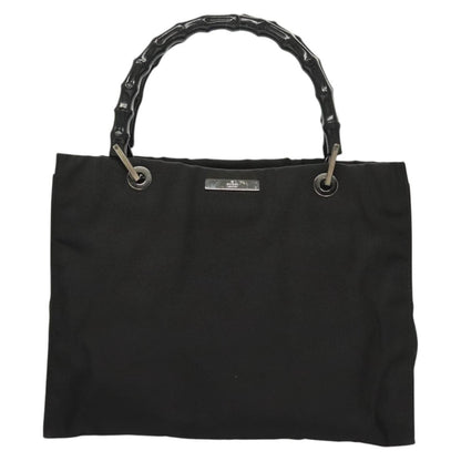 Gucci Vintage Bamboo Handle Tote Nylon, BLACK, NYLON, Tote bag
