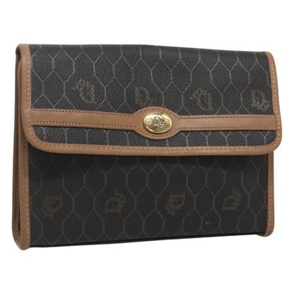 Christian Dior Vintage Honeycomb chain Canvas, BLACK, PVC, Clutche & pouche