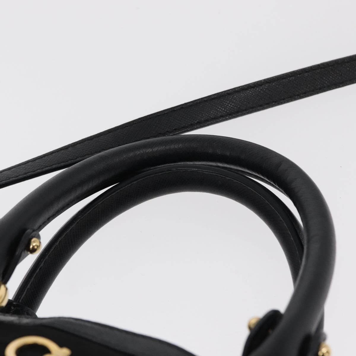 Salvatore Ferragamo Gancini handbag Nylon, BLACK, NYLON, Handbag