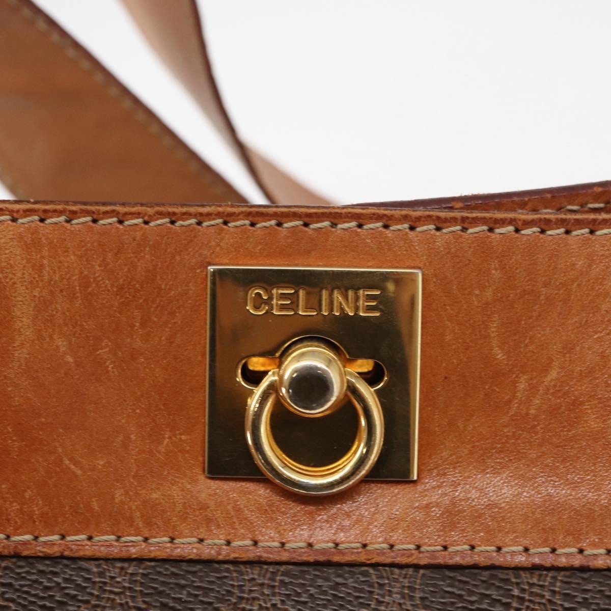 Celine Vintage Macadam Shoulder Bag Canvas and Leather, BROWN, CANVAS, Shoulder bag