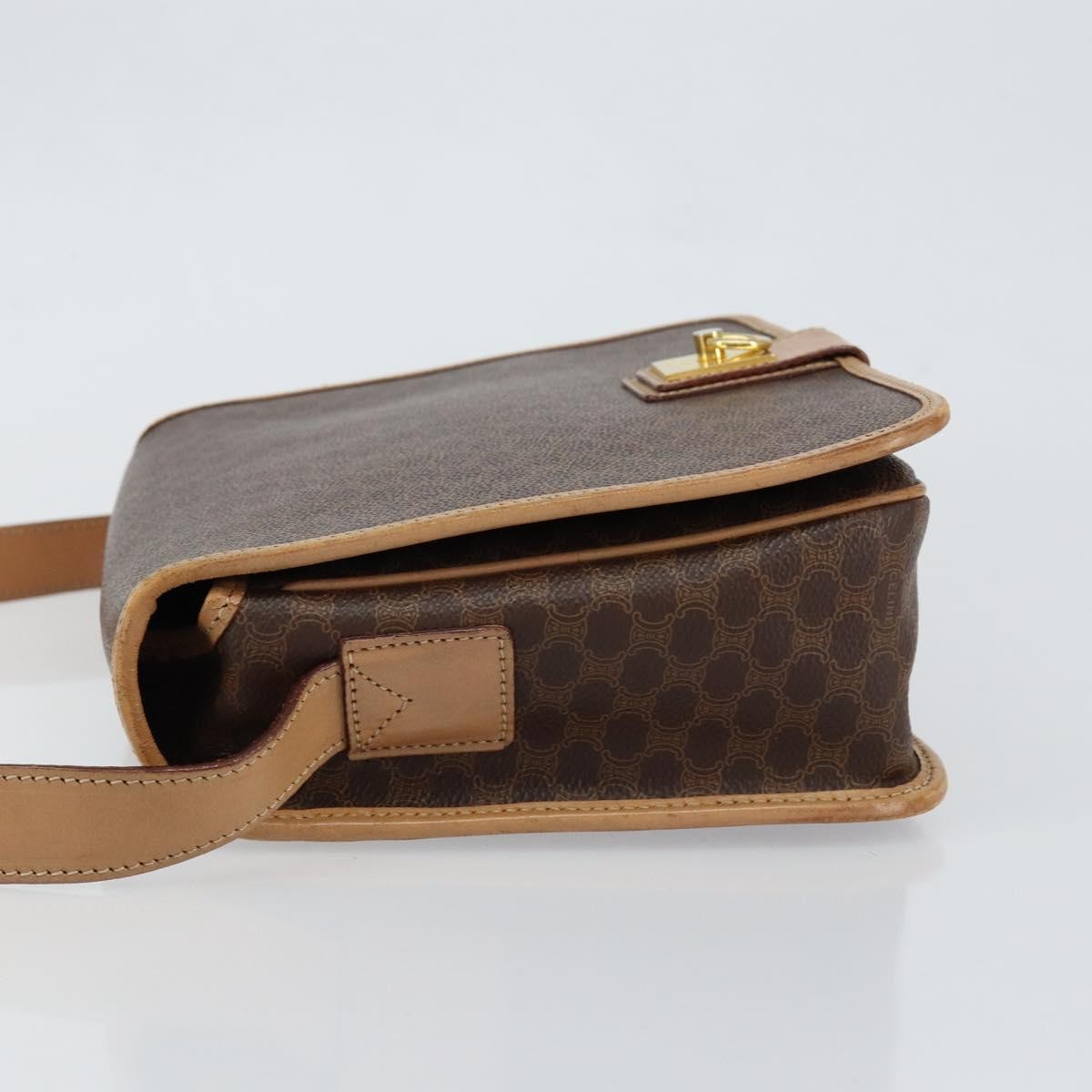 Celine Vintage Macadam Shoulder Bag Canvas and Leather, BROWN, CANVAS, Shoulder bag