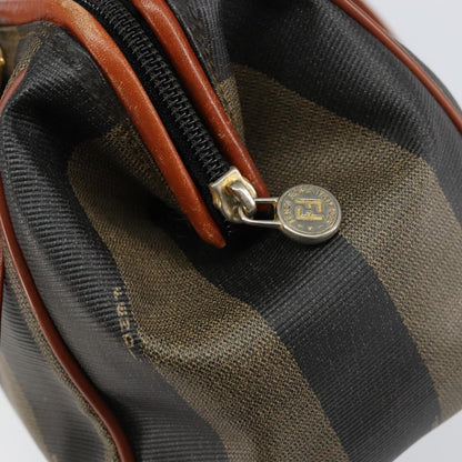 Fendi Vintage Pequin Convertible Boston Bag Coated Canvas, BLACK, CANVAS, Handbag