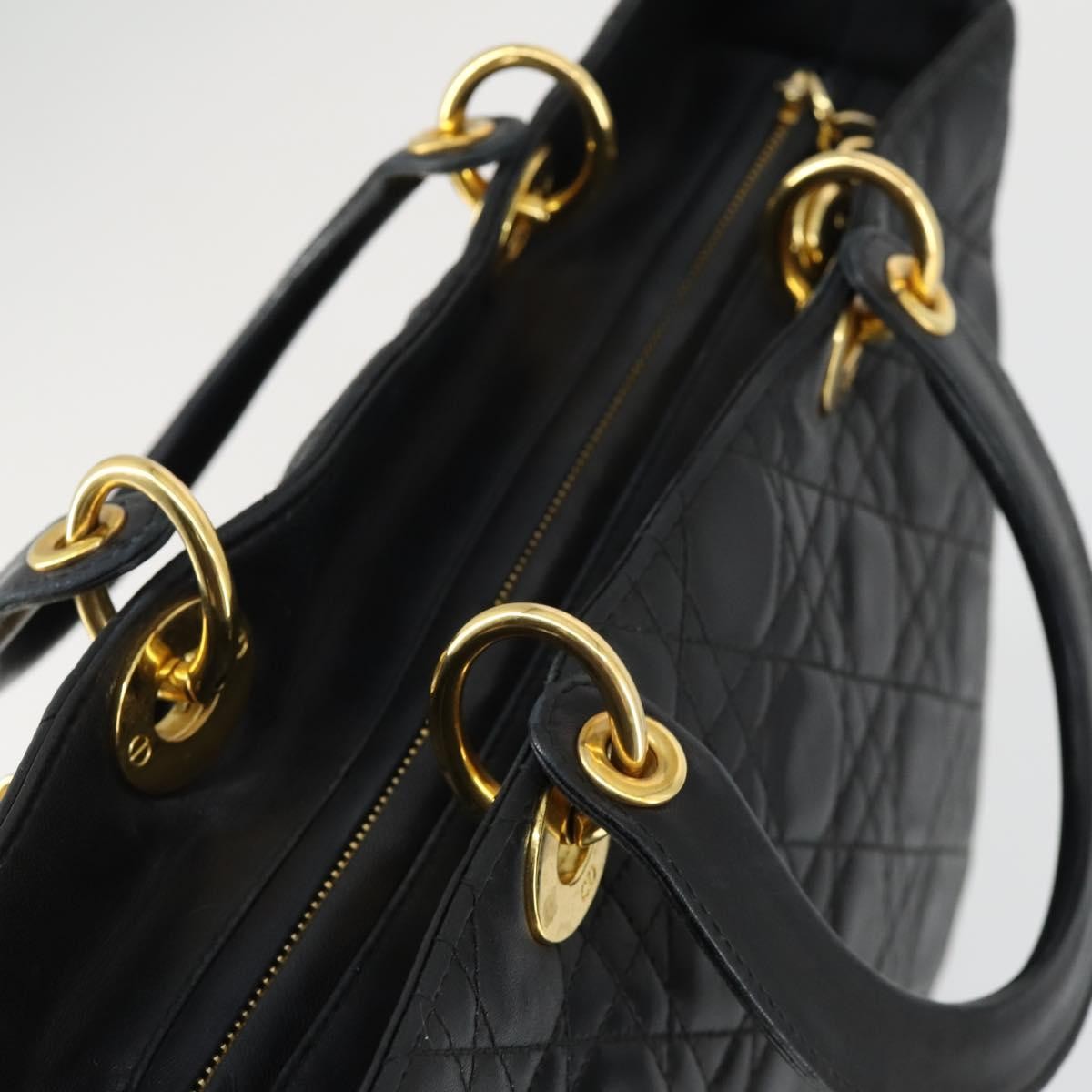 Christian Dior Vintage Lady Dior Bag Cannage Quilt Lambskin, BLACK, LEATHER, Handbag