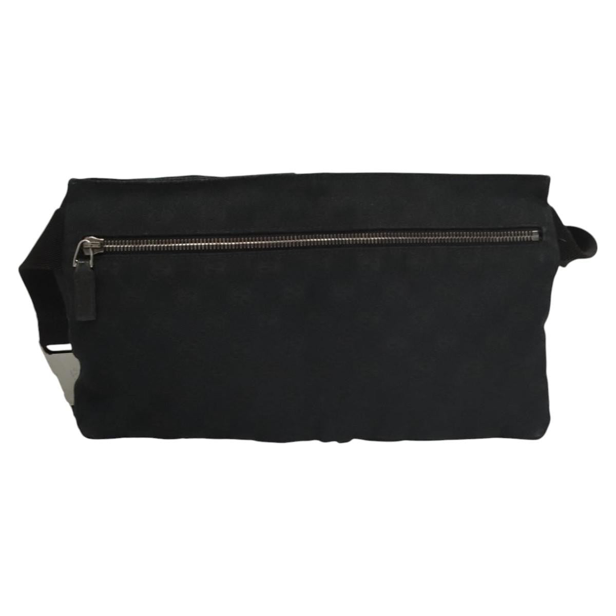 Gucci Vintage Double Belt Bag GG Canvas with Leather, BLACK, CANVAS, Shoulder bag