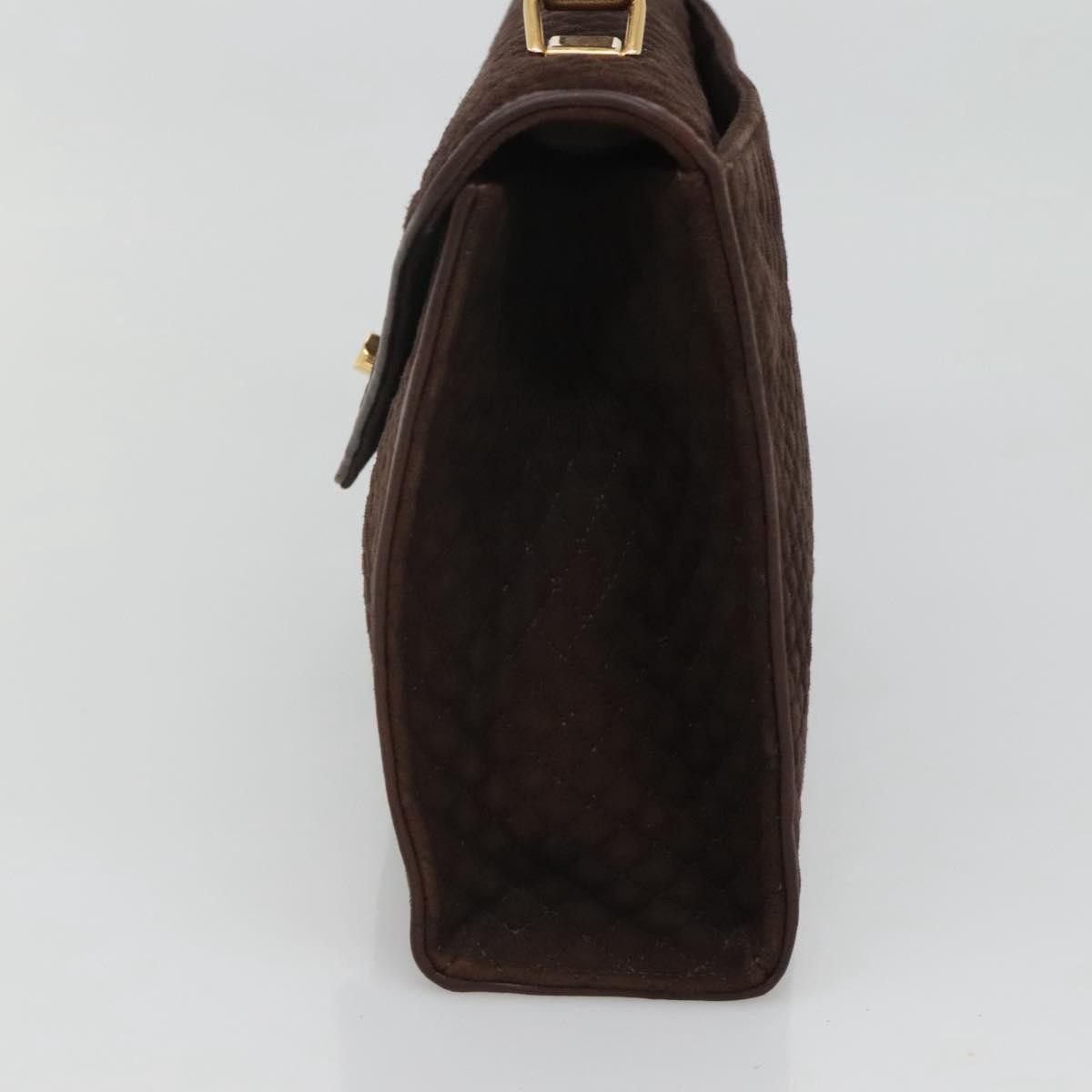 Bally Vintage Handbag Quilted suede, BROWN, SUEDE, Handbag
