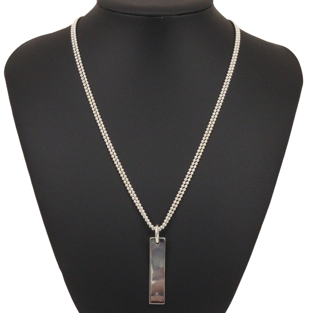 Gucci Logo Bar Double Ball Necklace Silver 925, SILVER, SILVER, Necklace