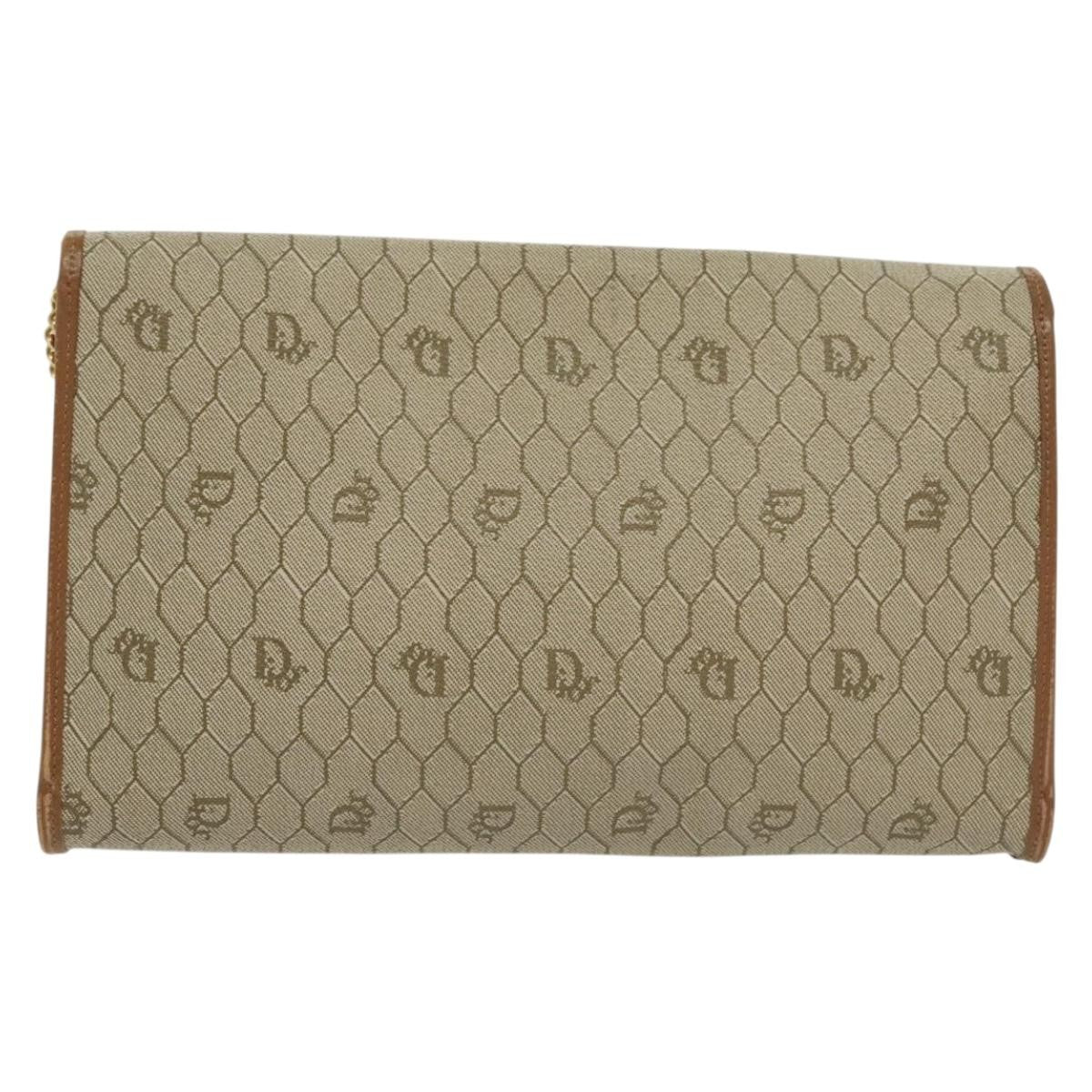 Christian Dior Vintage Honeycomb chain Canvas, BEIGE, CANVAS, Handbag