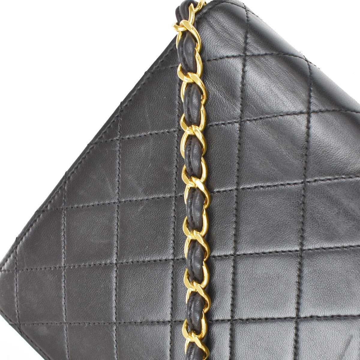 Chanel Vintage Square Classic Flap Bag Quilted Lambskin, BLACK, LEATHER, Shoulder bag