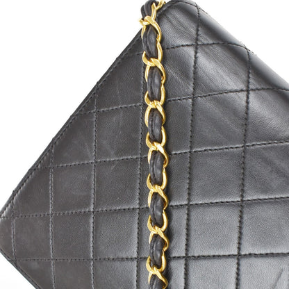Chanel Vintage Square Classic Flap Bag Quilted Lambskin, BLACK, LEATHER, Shoulder bag