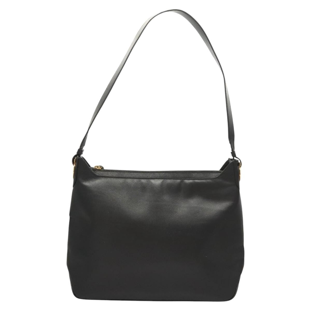 Salvatore Ferragamo Gancini Shoulder Bag Leather, BLACK, LEATHER, Shoulder bag