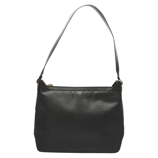 Salvatore Ferragamo Gancini Shoulder Bag Leather, BLACK, LEATHER, Shoulder bag