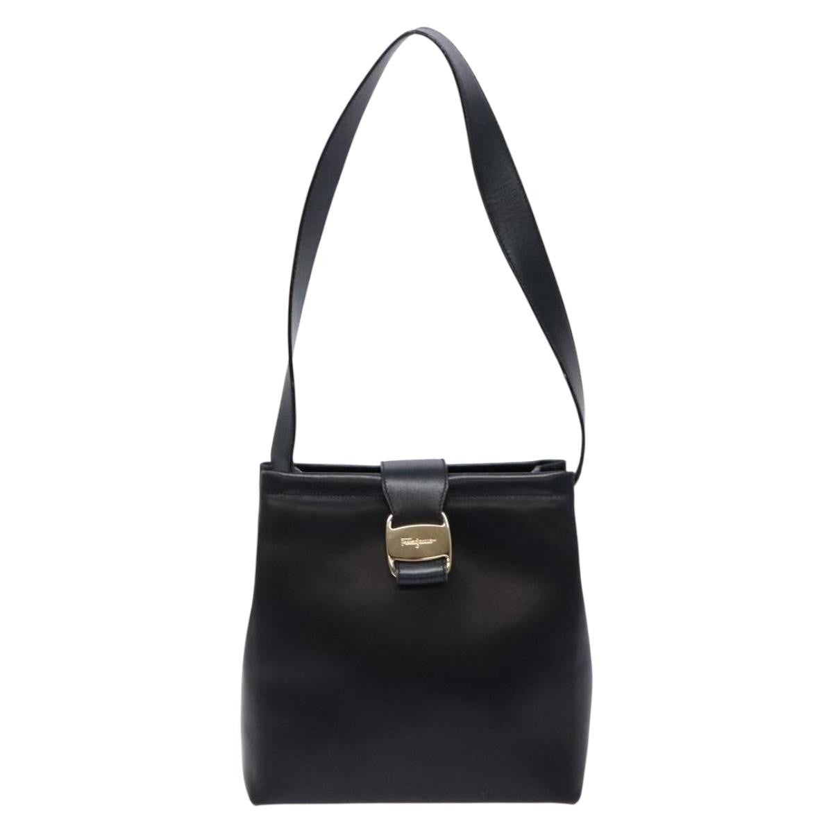 Salvatore Ferragamo Vala Shoulder Bag Leather, NAVY, LEATHER, Shoulder bag