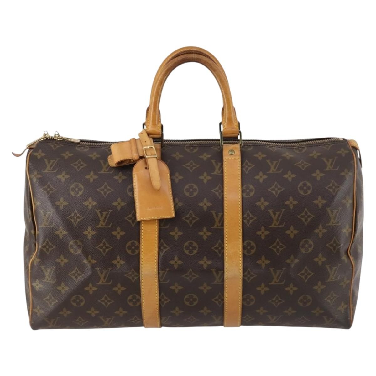 Louis Vuitton Keepall Bag Monogram Canvas, BROWN, CANVAS, Travel bag