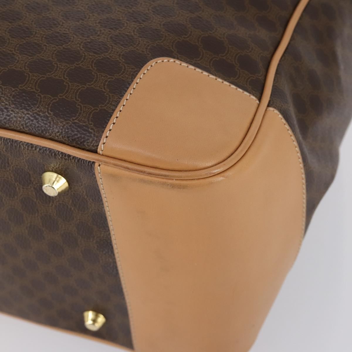 Celine Vintage Duffle Bag Macadam Coated Canvas, BROWN, PVC, Travel bag