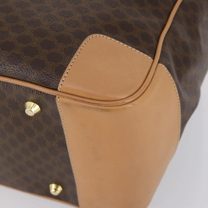 Celine Vintage Duffle Bag Macadam Coated Canvas, BROWN, PVC, Travel bag