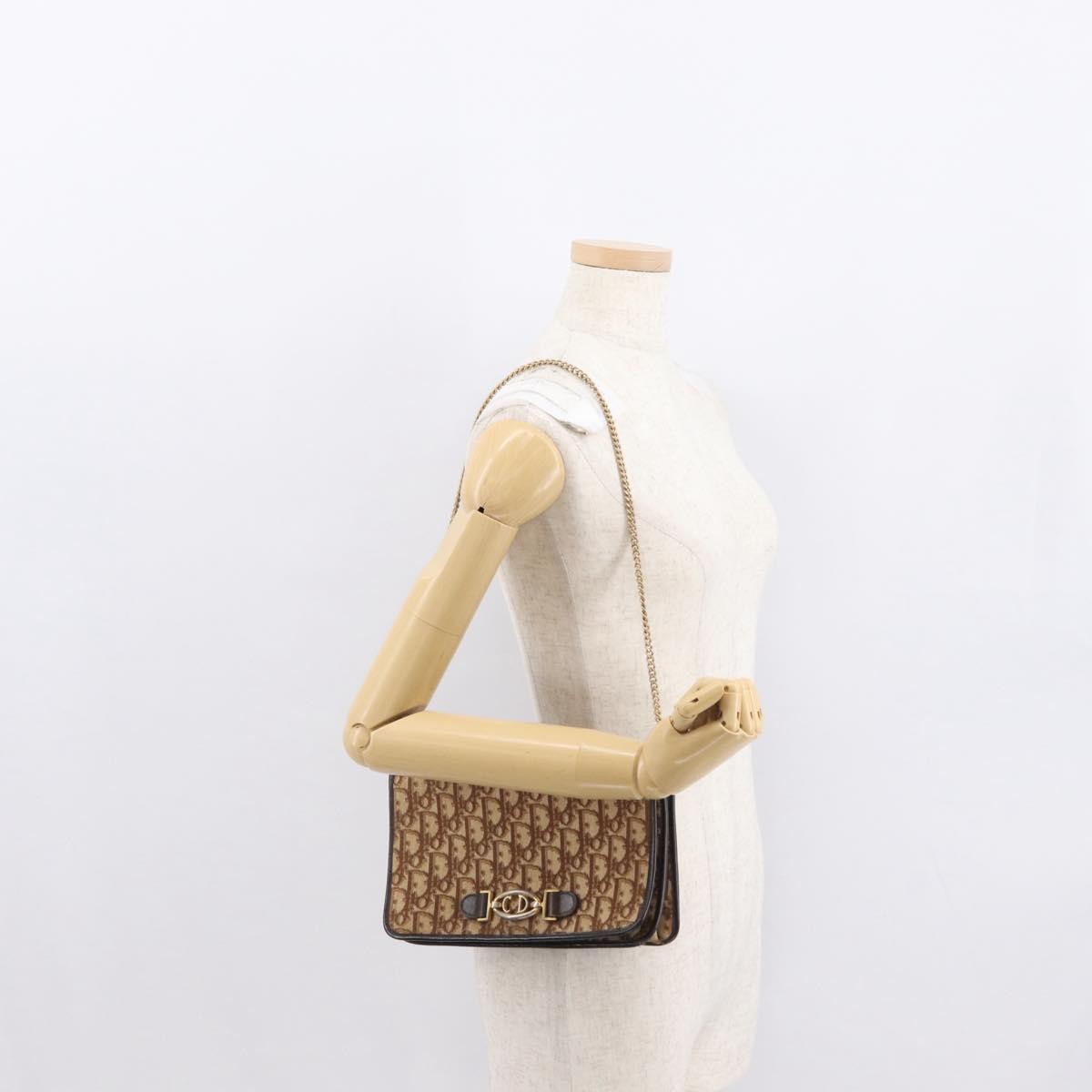 Christian Dior Vintage Trotter Shoulder Bag Canvas, BEIGE, CANVAS, Shoulder bag