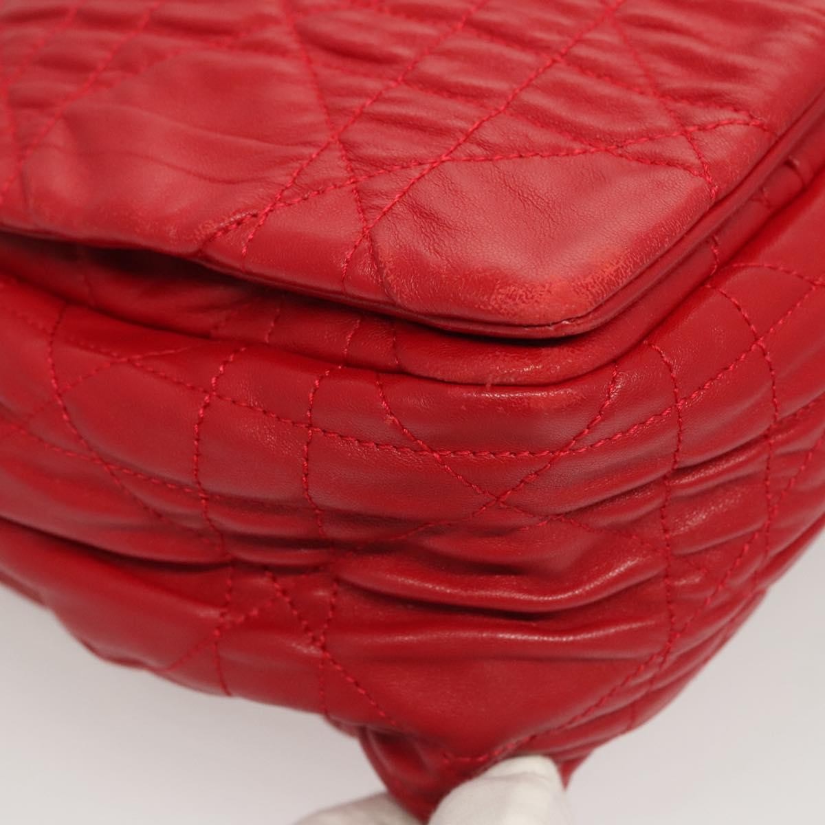 Christian Dior Delidior Chain Shoulder Bag Cannage Quilt Leather, RED, LEATHER, Shoulder bag