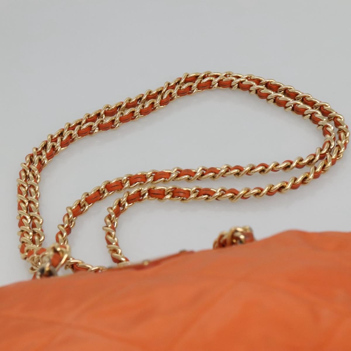 Prada Chain Shoulder Bag Quilted Tessuto, ORANGE, NYLON, Shoulder bag