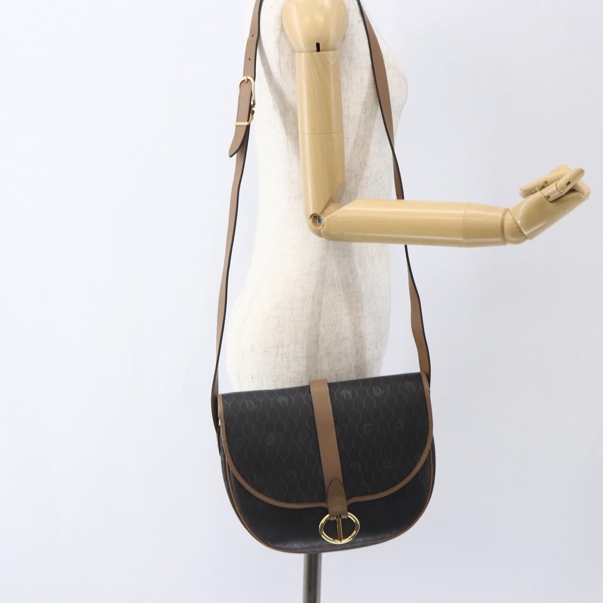 Christian Dior Vintage Honeycomb Shoulder Bag Canvas and Leather, BLACK, CANVAS, Shoulder bag