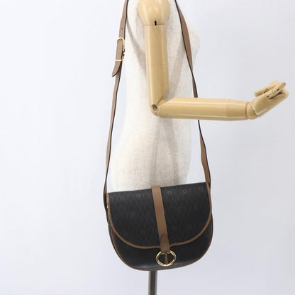 Christian Dior Vintage Honeycomb Shoulder Bag Canvas and Leather, BLACK, CANVAS, Shoulder bag
