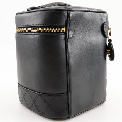Chanel Vintage Cosmetic Case Leather, BLACK, LEATHER, Clutche & pouche