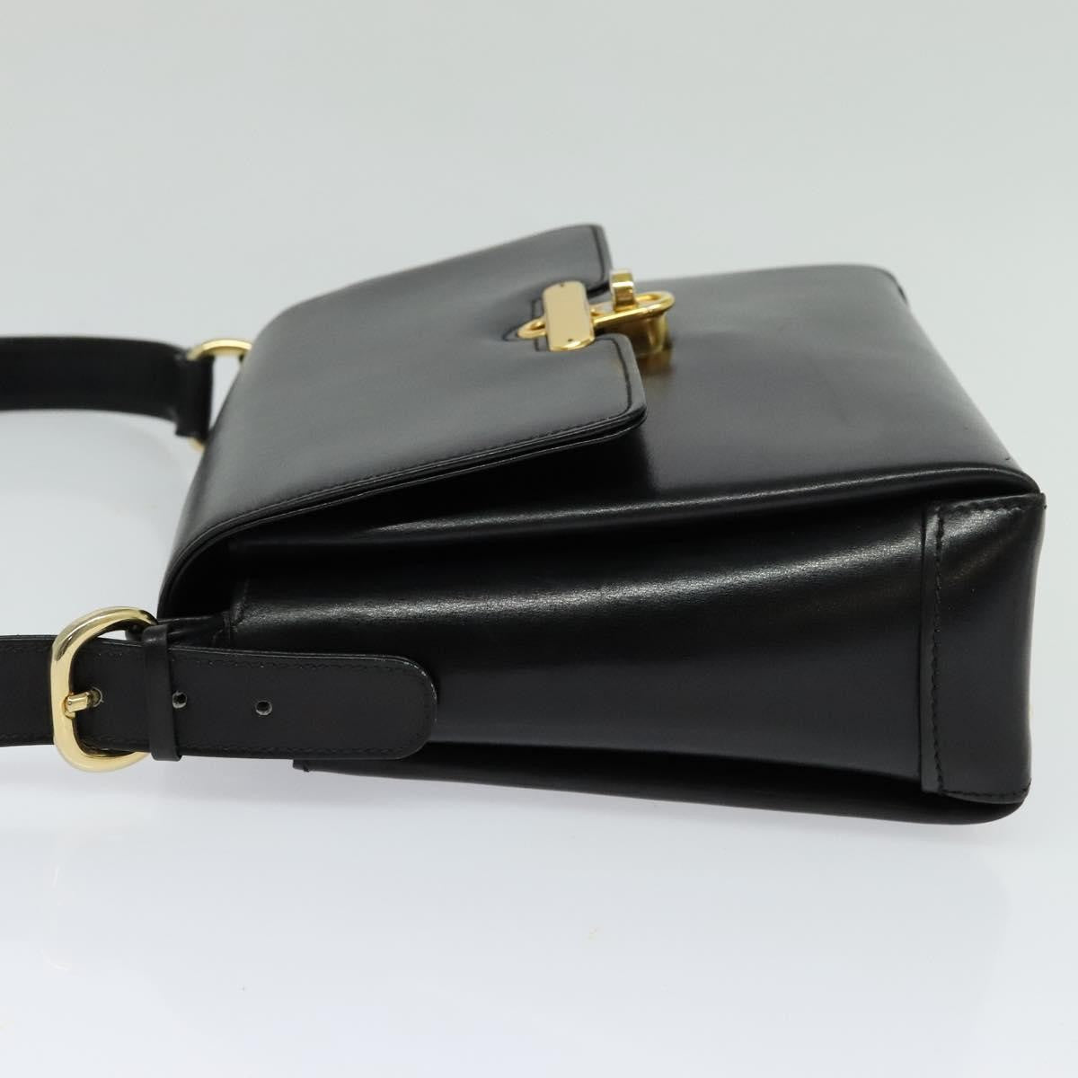 Gucci Vintage Turnlock Top Handle Bag Leather, BLACK, LEATHER, Shoulder bag
