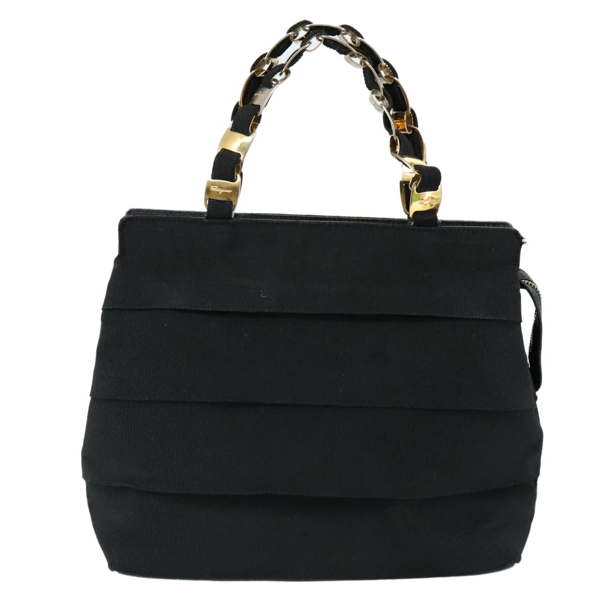 Salvatore Ferragamo Vala Handbag Canvas, BLACK, CANVAS, Handbag