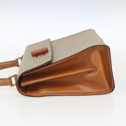 Celine Vintage Macadam Handbag Canvas and Leather, BEIGE, CANVAS, Handbag