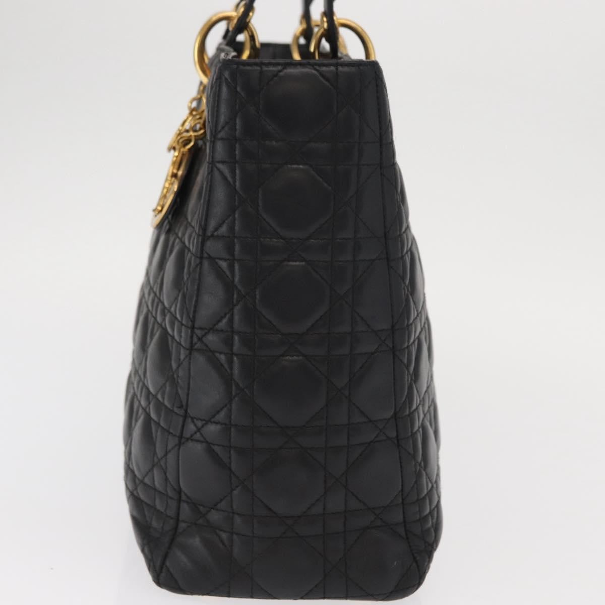Christian Dior Vintage Lady Dior Bag Cannage Quilt Lambskin, BLACK, LEATHER, Tote bag