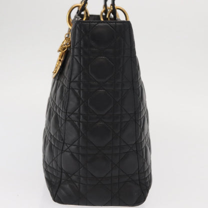 Christian Dior Vintage Lady Dior Bag Cannage Quilt Lambskin, BLACK, LEATHER, Tote bag