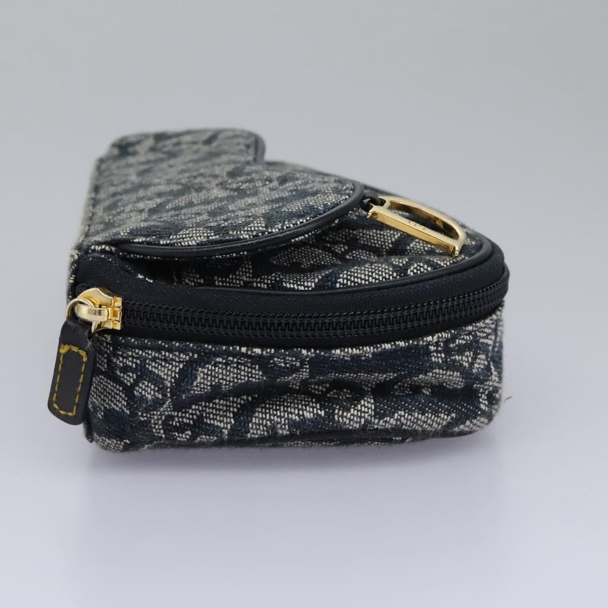 Christian Dior Vintage Saddle Coin Purse Diorissimo Canvas, NAVY, CANVAS, Clutche & pouche
