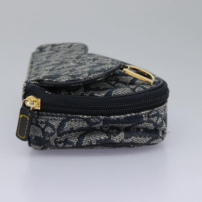 Christian Dior Vintage Saddle Coin Purse Diorissimo Canvas, NAVY, CANVAS, Clutche & pouche