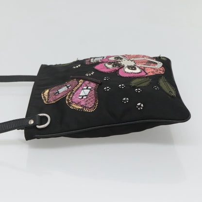 Prada Flat Crossbody Bag Tessuto, BLACK, NYLON, Shoulder bag