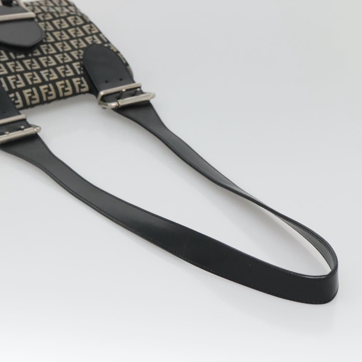 Fendi Buckle Flap Shoulder Bag Zucchino canvas, BLACK, CANVAS, Shoulder bag