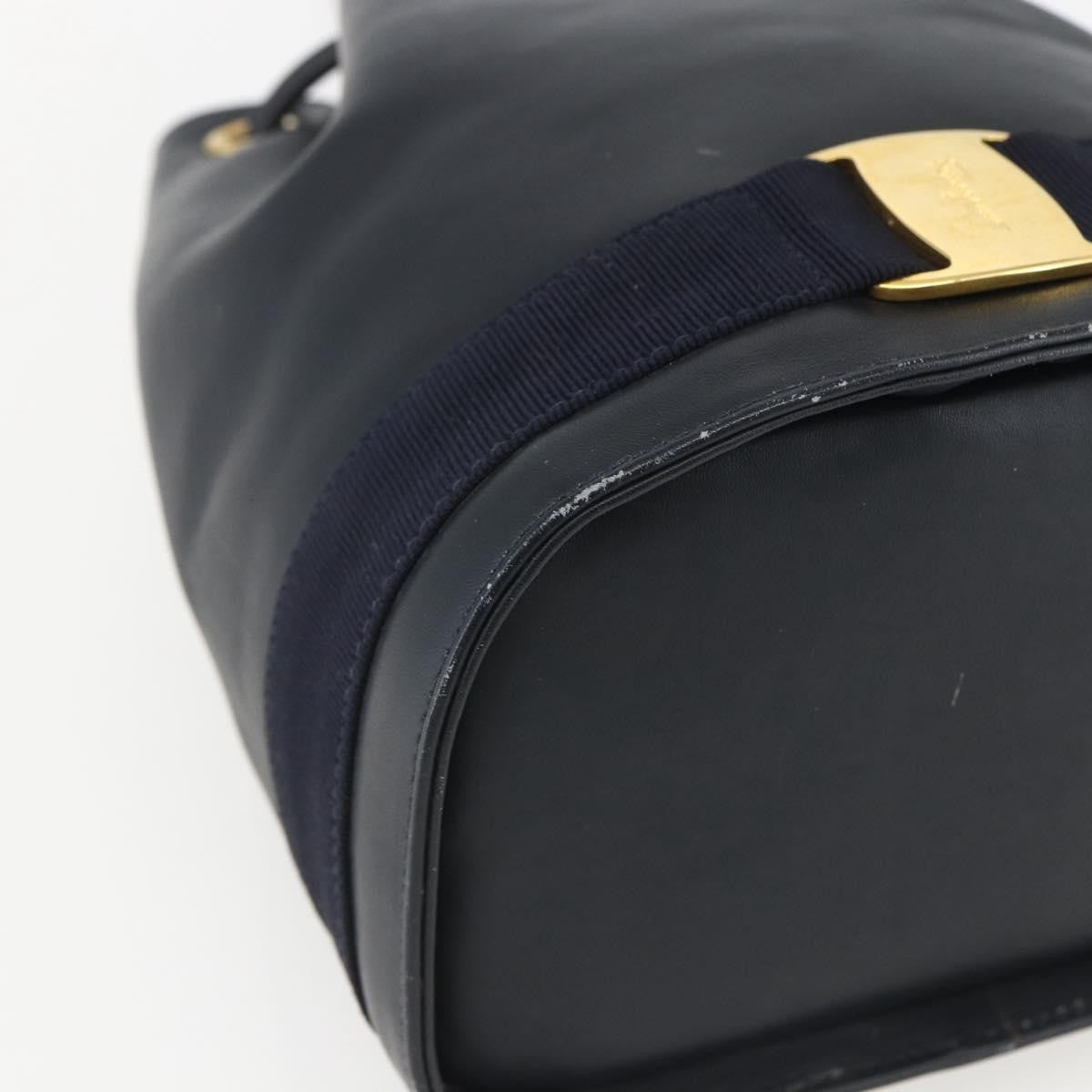 Salvatore Ferragamo Vala Backpack Leather, NAVY, LEATHER, Backpack