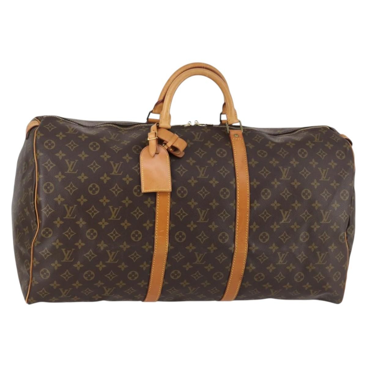 Louis Vuitton Keepall Bag Monogram Canvas, BROWN, CANVAS, Travel bag