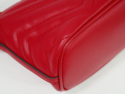 Gucci GG Marmont Shoulder Bag Leather, RED, LEATHER, Shoulder bag