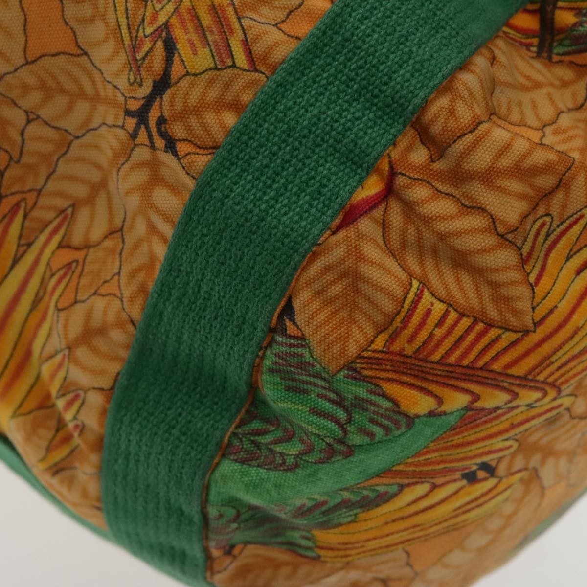 Hermes Vintage Drawstring Bucket Shoulder Bag Printed Canvas, ORANGE, CANVAS, Shoulder bag